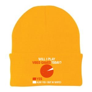 Will I Play Video Games Today Humor Gamer Funny Gaming Gift Knit Cap Winter Beanie