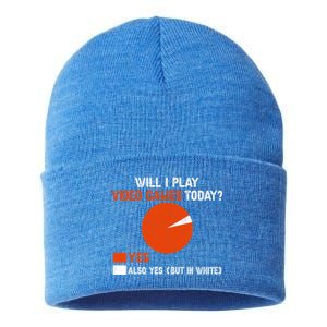 Will I Play Video Games Today Humor Gamer Funny Gaming Gift Sustainable Knit Beanie