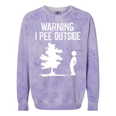 Warning I Pee Outside Funny Boy Peeing Camping Colorblast Crewneck Sweatshirt