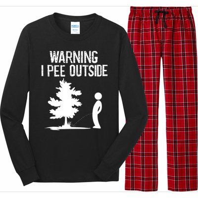 Warning I Pee Outside Funny Boy Peeing Camping Long Sleeve Pajama Set