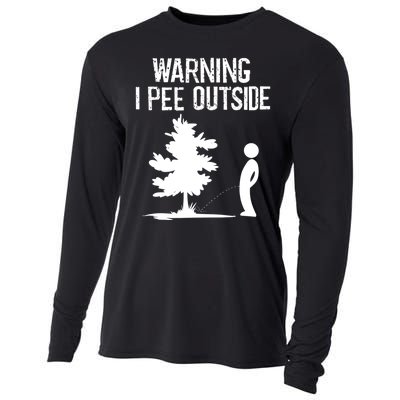 Warning I Pee Outside Funny Boy Peeing Camping Cooling Performance Long Sleeve Crew