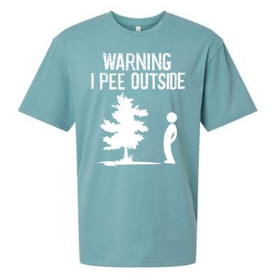 Warning I Pee Outside Funny Boy Peeing Camping Sueded Cloud Jersey T-Shirt