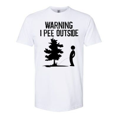 Warning I Pee Outside Funny Boy Peeing Camping Softstyle CVC T-Shirt