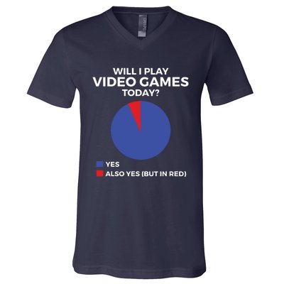 Will I Play Video Games Today Funny Gamer Gaming Short Sleeve V-Neck T-Shirt