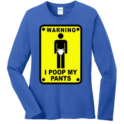 Warning I Poop My Pants Ladies Long Sleeve Shirt