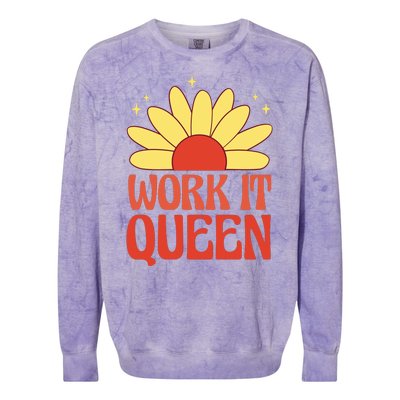 Work It Queen Sunflower Cute Gift Colorblast Crewneck Sweatshirt