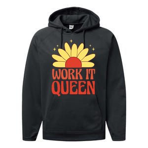 Work It Queen Sunflower Cute Gift Performance Fleece Hoodie