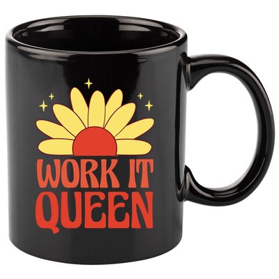 Work It Queen Sunflower Cute Gift 11oz C Handle Ceramic Mug