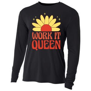 Work It Queen Sunflower Cute Gift Cooling Performance Long Sleeve Crew