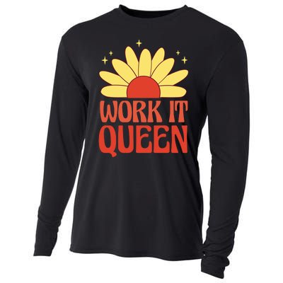 Work It Queen Sunflower Cute Gift Cooling Performance Long Sleeve Crew