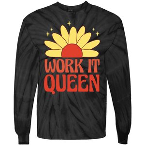 Work It Queen Sunflower Cute Gift Tie-Dye Long Sleeve Shirt