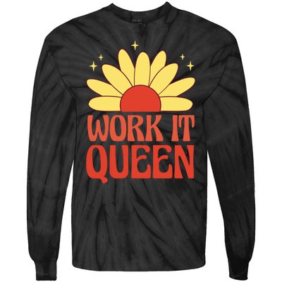 Work It Queen Sunflower Cute Gift Tie-Dye Long Sleeve Shirt