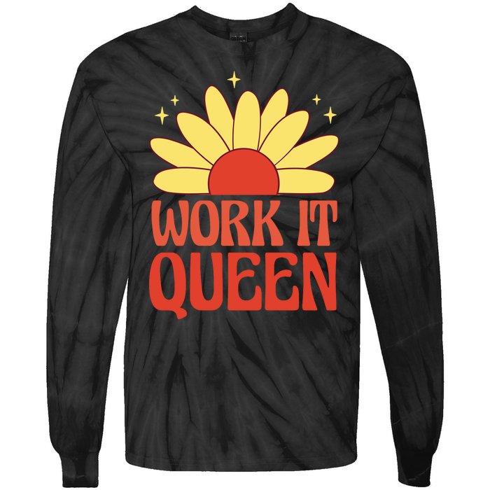 Work It Queen Sunflower Cute Gift Tie-Dye Long Sleeve Shirt