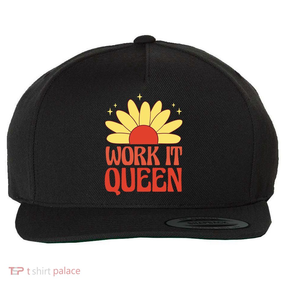 Work It Queen Sunflower Cute Gift Wool Snapback Cap