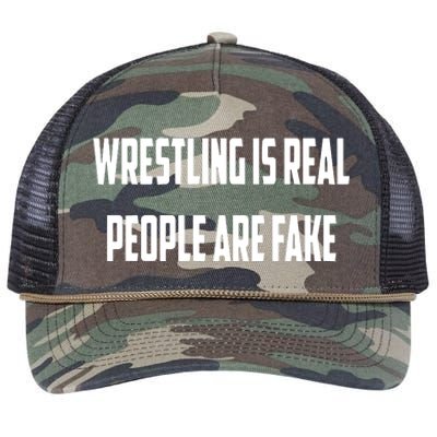 Wrestling Is Real People Are Fake Retro Rope Trucker Hat Cap