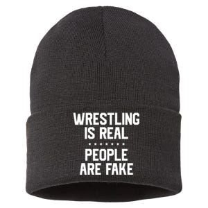 Wrestling Is Real People Are Fake Sustainable Knit Beanie