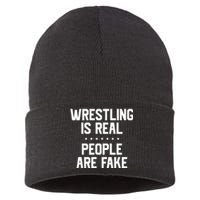 Wrestling Is Real People Are Fake Sustainable Knit Beanie