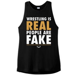 Wrestling Is Real People Are Fake Pro Wrestling Smark Ladies PosiCharge Tri-Blend Wicking Tank