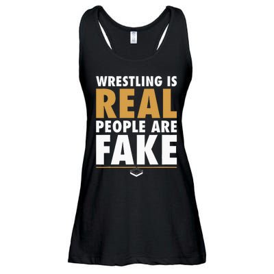 Wrestling Is Real People Are Fake Pro Wrestling Smark Ladies Essential Flowy Tank