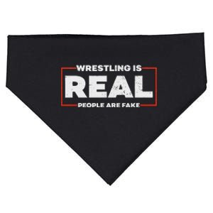 Wrestling Is Real People Are Fake Pro Wrestling Smark USA-Made Doggie Bandana