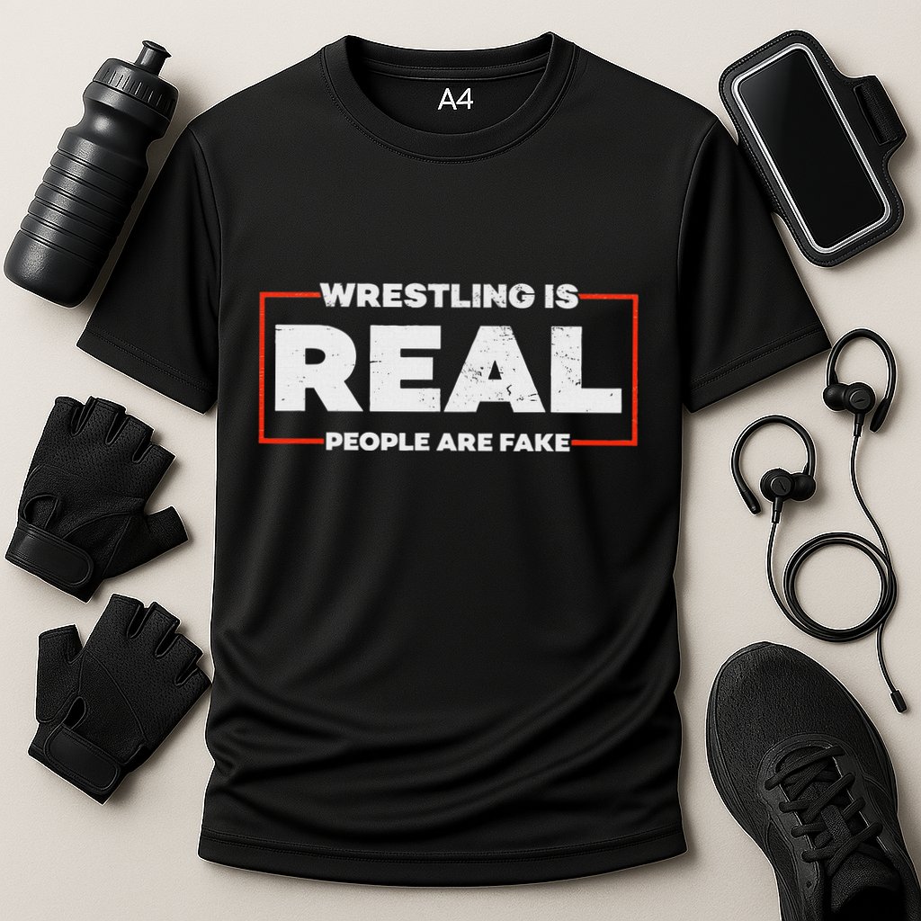 Wrestling Is Real People Are Fake Pro Wrestling Smark Cooling Performance Crew T-Shirt