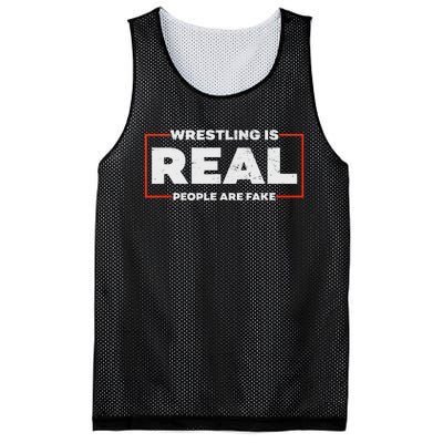 Wrestling Is Real People Are Fake Pro Wrestling Smark Mesh Reversible Basketball Jersey Tank