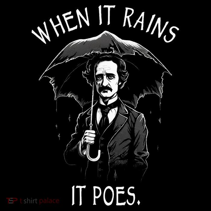 When It Rains It Poes Funny Edgar Allan Poe Sustainable Bucket Hat