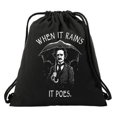 When It Rains It Poes Funny Edgar Allan Poe Drawstring Bag