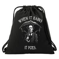 When It Rains It Poes Funny Edgar Allan Poe Drawstring Bag