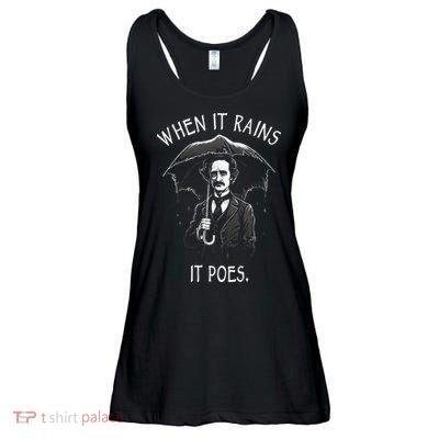 When It Rains It Poes Funny Edgar Allan Poe Ladies Essential Flowy Tank