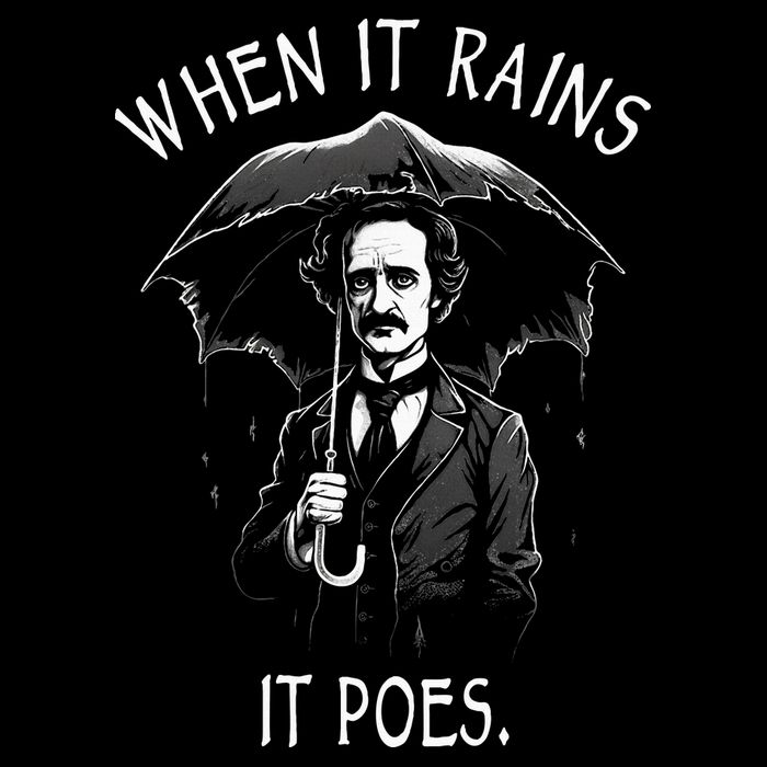 When It Rains It Poes Funny Edgar Allan Poe 16 in Basic Backpack