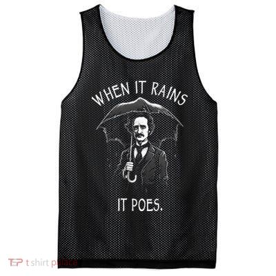 When It Rains It Poes Funny Edgar Allan Poe Mesh Reversible Basketball Jersey Tank
