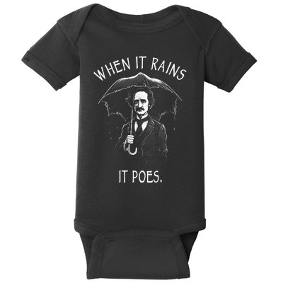 When It Rains It Poes Funny Edgar Allan Poe Baby Bodysuit