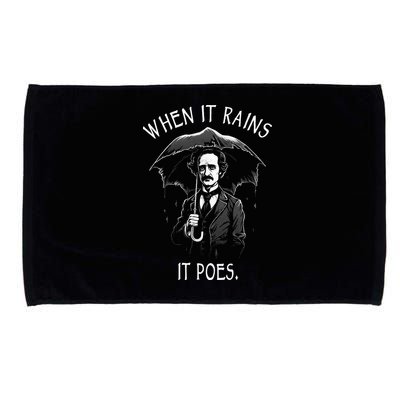 When It Rains It Poes Funny Edgar Allan Poe Microfiber Hand Towel