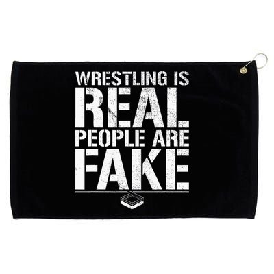 Wrestling Is Real People Are Fake Pro Wrestling Fan Retro Grommeted Golf Towel