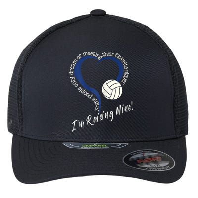 Womens I'm Raising Mine! Volleyball Mom Flexfit Unipanel Trucker Cap