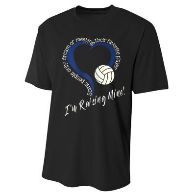 Womens I'm Raising Mine! Volleyball Mom Performance Sprint T-Shirt