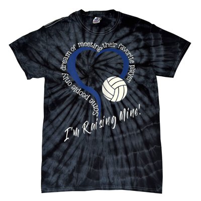 Womens I'm Raising Mine! Volleyball Mom Tie-Dye T-Shirt