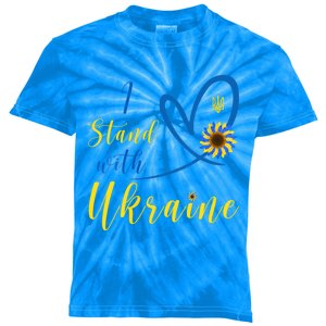 Wo I Stand With Ukraine Heart Sunflower Flag Symbol Cute Gift Kids Tie-Dye T-Shirt