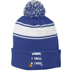 Winnie I Smell A Child Halloween Pregnancy Gift Stripe Pom Pom Beanie