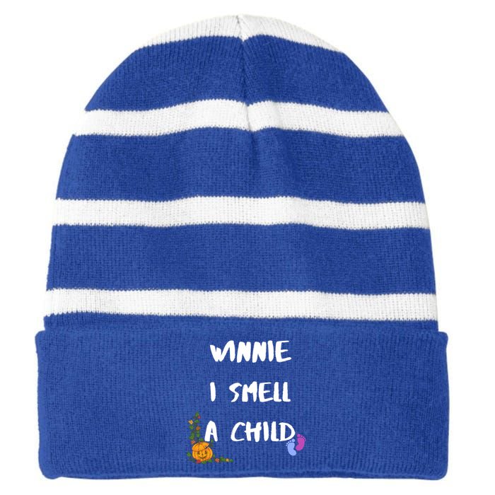 Winnie I Smell A Child Halloween Pregnancy Gift Striped Beanie with Solid Band