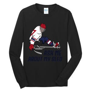 Wheelchair Ice Sled Hockey Handicap Sport Disabled Player Tall Long Sleeve T-Shirt