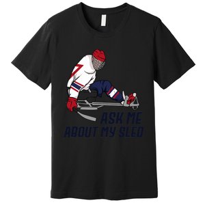 Wheelchair Ice Sled Hockey Handicap Sport Disabled Player Premium T-Shirt