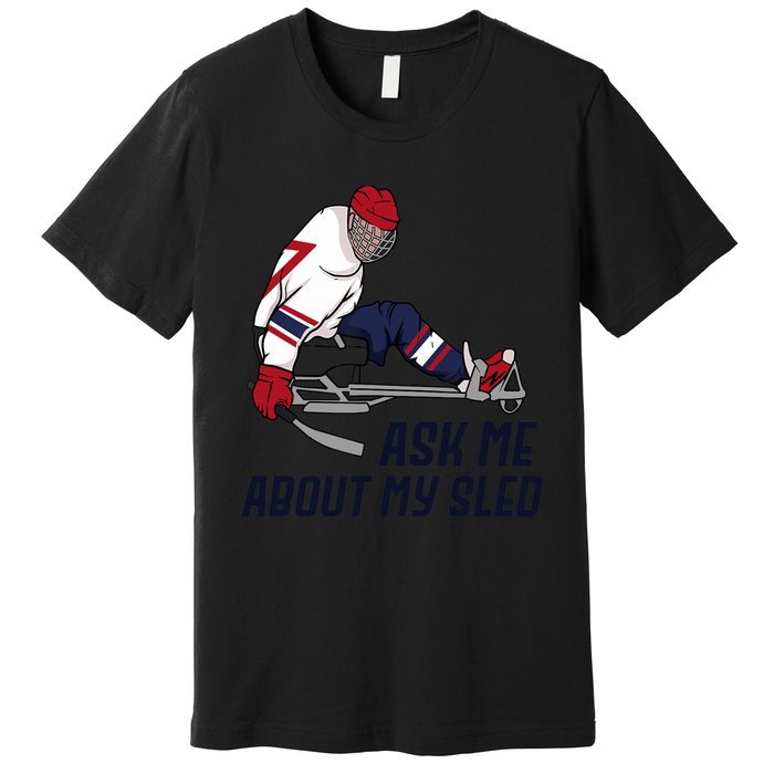 Wheelchair Ice Sled Hockey Handicap Sport Disabled Player Premium T-Shirt