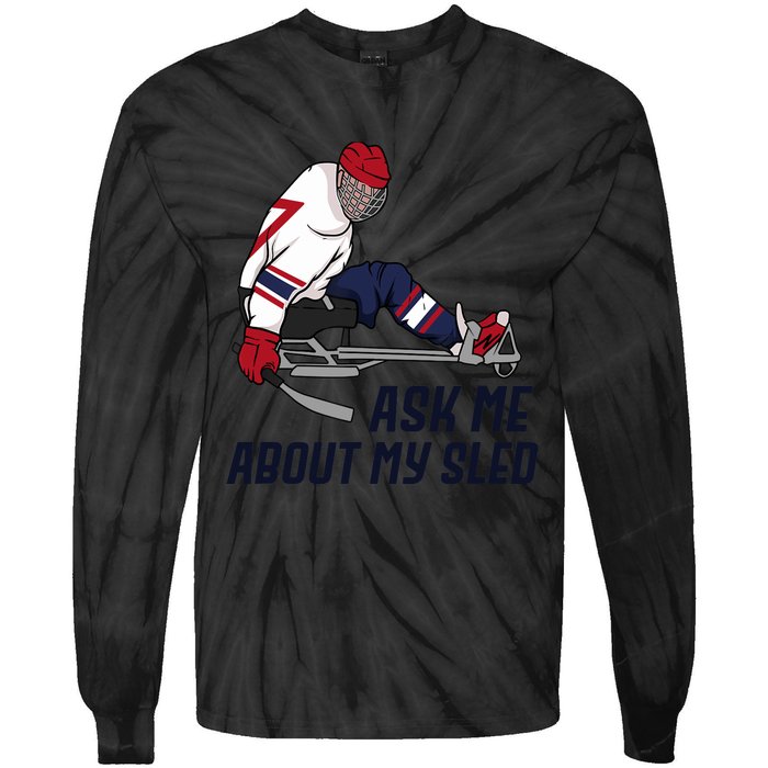 Wheelchair Ice Sled Hockey Handicap Sport Disabled Player Tie-Dye Long Sleeve Shirt