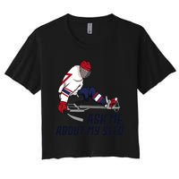 Wheelchair Ice Sled Hockey Handicap Sport Disabled Player Women's Crop Top Tee