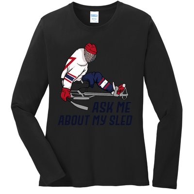 Wheelchair Ice Sled Hockey Handicap Sport Disabled Player Ladies Long Sleeve Shirt