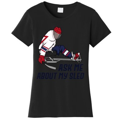 Wheelchair Ice Sled Hockey Handicap Sport Disabled Player Women's T-Shirt