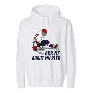 Wheelchair Ice Sled Hockey Handicap Sport Disabled Player Garment-Dyed Fleece Hoodie