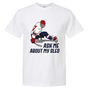 Wheelchair Ice Sled Hockey Handicap Sport Disabled Player Garment-Dyed Heavyweight T-Shirt